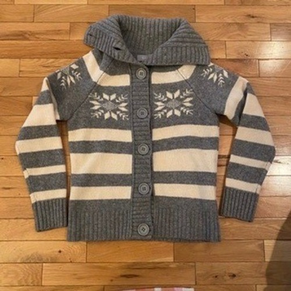 Liz Claiborne Petite‎ Small Womens Snowflake wool blend Cardigan Sweater